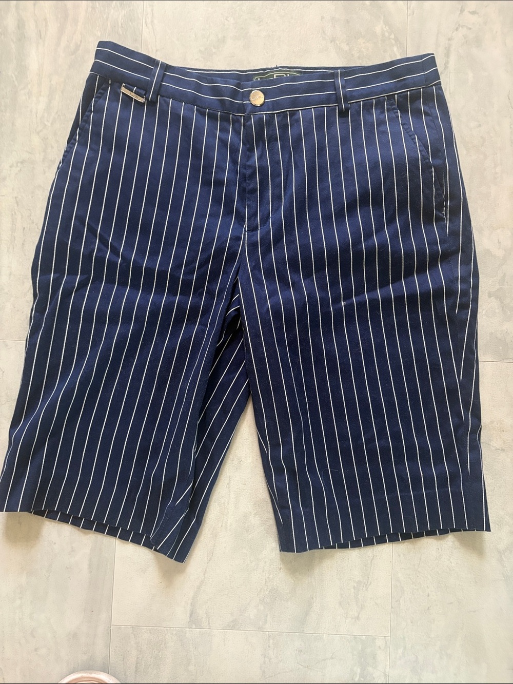 Ralph Lauren Shorts Navy/white Pinstripe 11.5 “ inseam, women’s size 6 NWOT